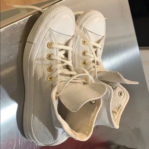 White leather women’s converse high-tops